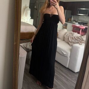 ANGL Y2K Black Backless Maxi Dress open bak boho summer M